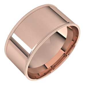 14K Yellow Or White Or Rose Gold Milgrain Comfort-Fit Flat Band