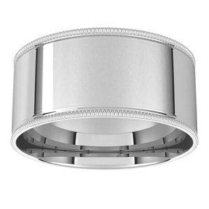 18K Yellow Or White Or Rose Gold Milgrain Comfort-Fit Flat Band