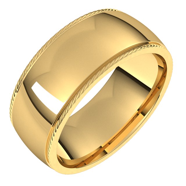 18K Yellow Or White Gold Standard Weight Rope Half Round Comfort Fit Band