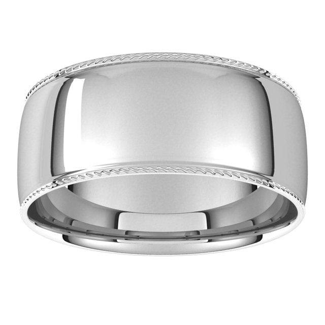 14K Yellow Or White Gold Or Sterling Silver Or Platinum Standard Weight Rope Half Round Comfort Fit Band