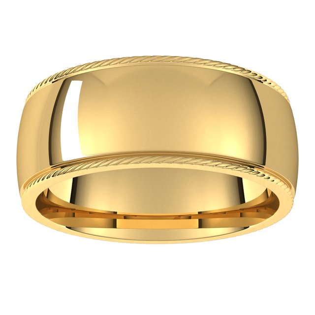 14K Yellow Or White Gold Or Sterling Silver Or Platinum Standard Weight Rope Half Round Comfort Fit Band