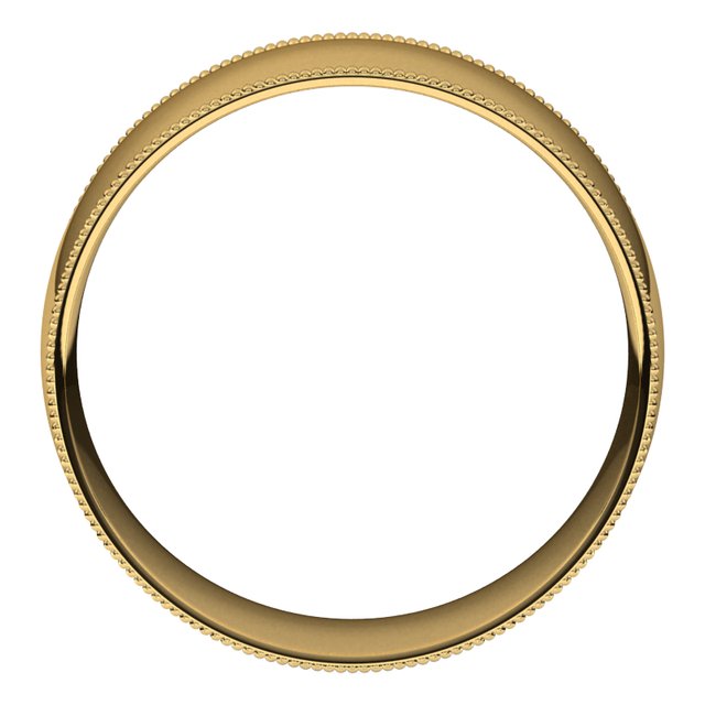 14K Yellow Or White Gold Or Sterling Silver Or Platinum Milgrain Half Round Comfort Fit Light Band