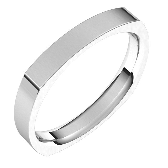 14K Yellow Or White Or Rose Gold Or Sterling Silver Or Platinum Standard Weight Comfort-Fit Square Band