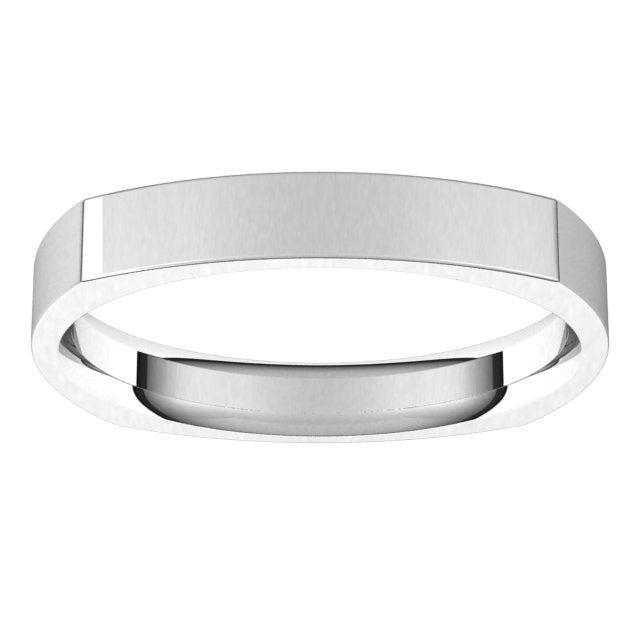 14K Yellow Or White Or Rose Gold Or Sterling Silver Or Platinum Standard Weight Comfort-Fit Square Band