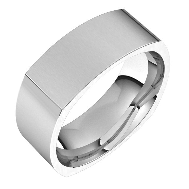 14K Yellow Or White Or Rose Gold Or Sterling Silver Or Platinum Standard Weight Comfort-Fit Square Band