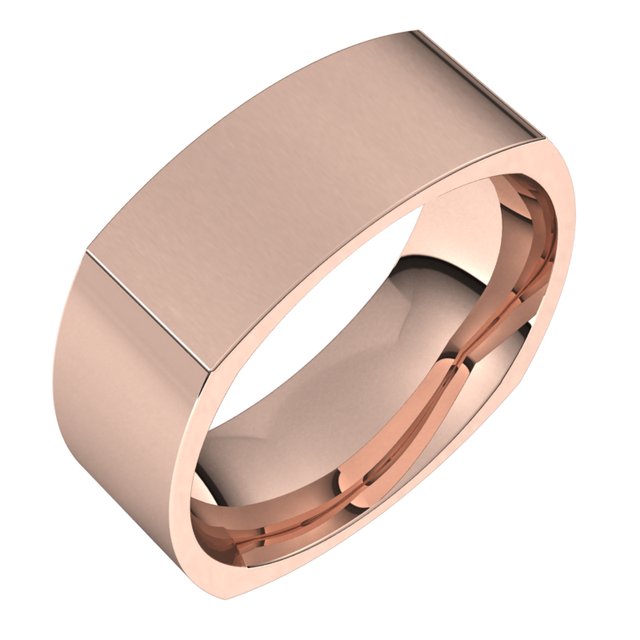 14K Yellow Or White Or Rose Gold Or Sterling Silver Or Platinum Standard Weight Comfort-Fit Square Band