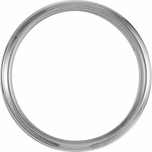 14K White Gold 7 Mm Polished Beveled Edge Comfort-Fit Band With Satin Finish Size 10