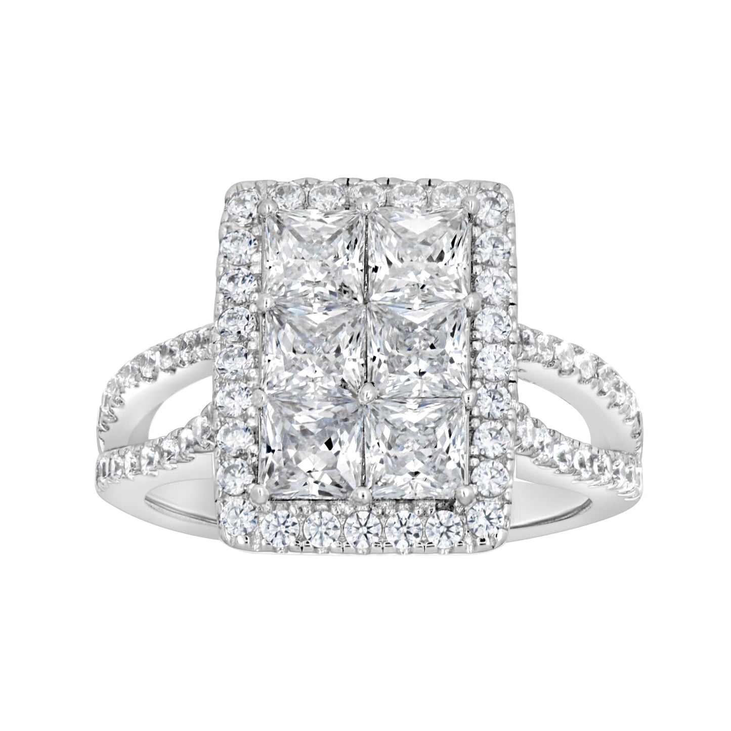 Sterling Silver Womens Cubic Zirconia Rectangle Bridal Anniversary Engagement Wedding Ring