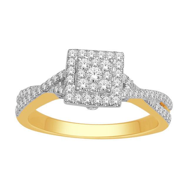10K Yellow Gold 0.47 Cttw Diamond Ladies Ring