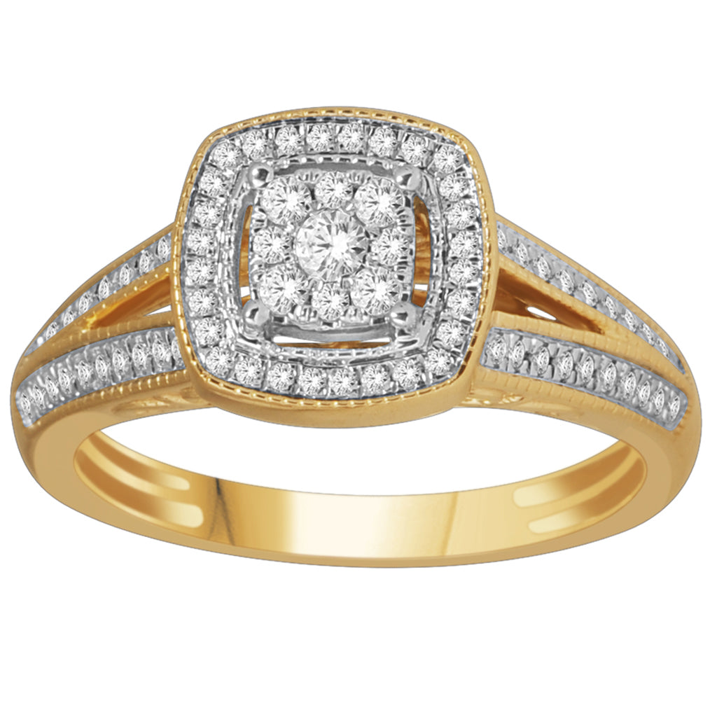 10K Yellow Gold 0.33 Cttw Diamond Ladies Ring