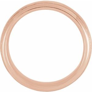18K Yellow Or White Or Rose Gold Milgrain Edge Comfort-Fit Half Round Band