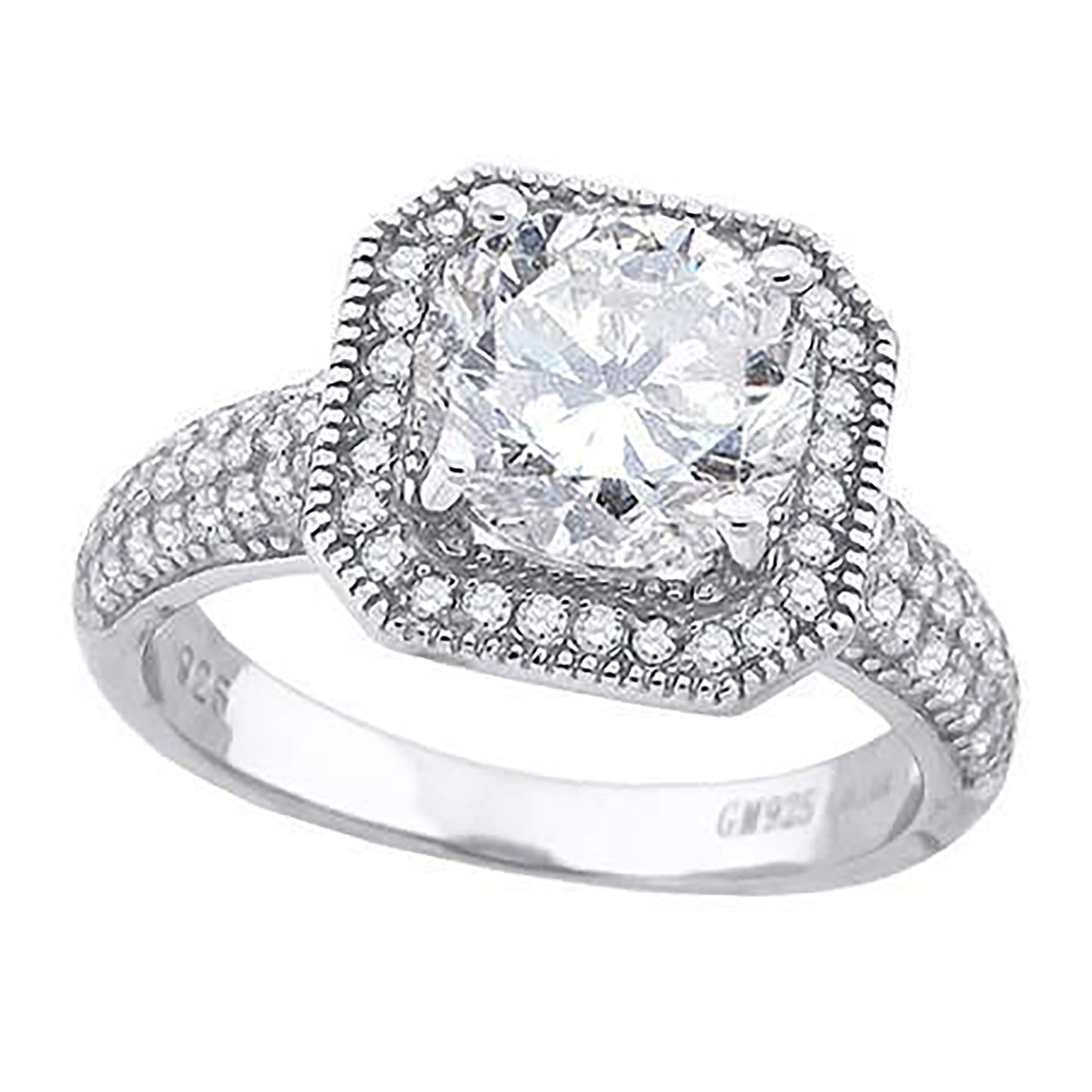 Sterling Silver Women's Cubic Zirconia Bridal Anniversary Engagement Wedding Ring