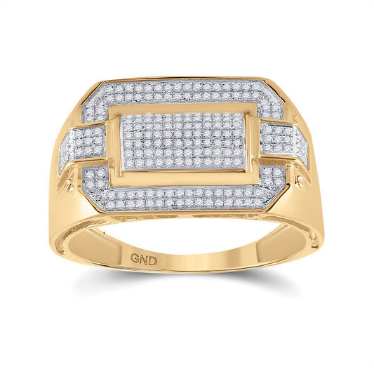 10K Yellow Gold Mens Round Diamond Fashion Ring 1/3 Cttw, Mens Size: 7-13
