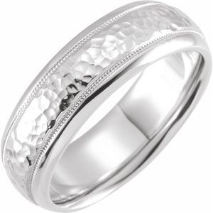 18K Yellow Or White Or Rose Gold Milgrain Edge Comfort-Fit Half Round Band