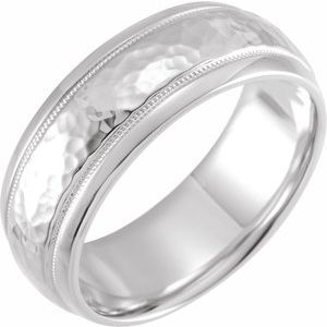 18K Yellow Or White Or Rose Gold Milgrain Edge Comfort-Fit Half Round Band