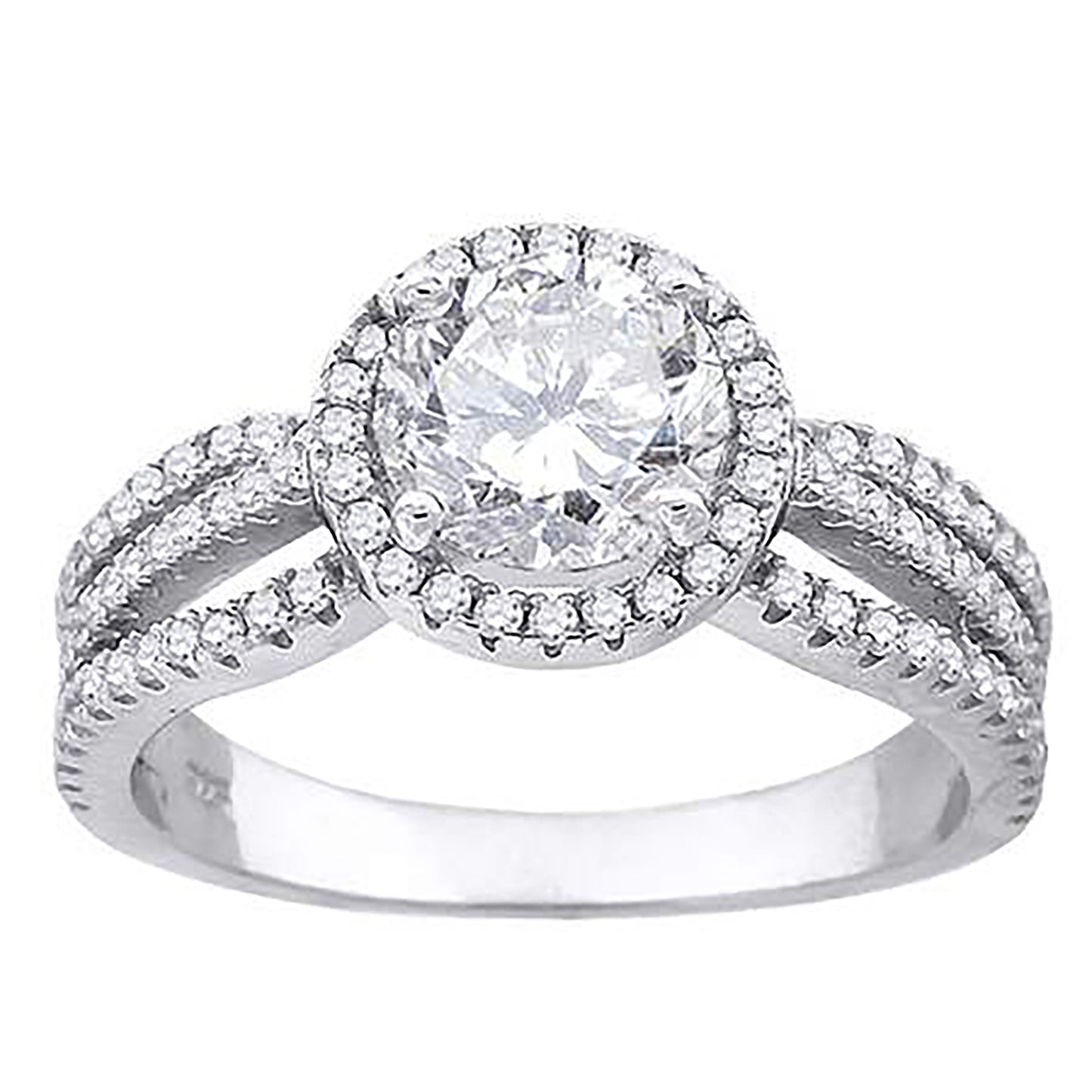 Sterling Silver Women's Cubic Zirconia Halo Bridal Anniversary Engagement Wedding Ring
