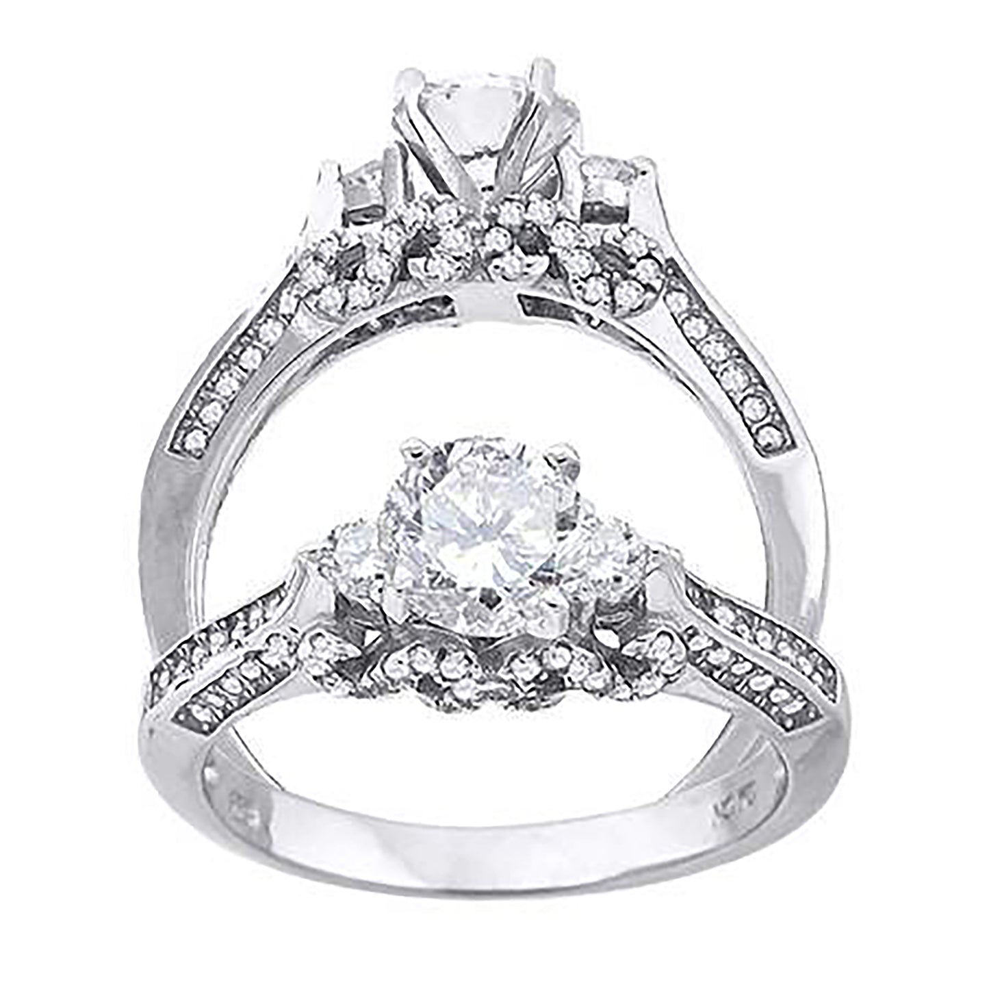 Sterling Silver Women's Cubic Zirconia Bridal Anniversary Engagement Wedding Ring