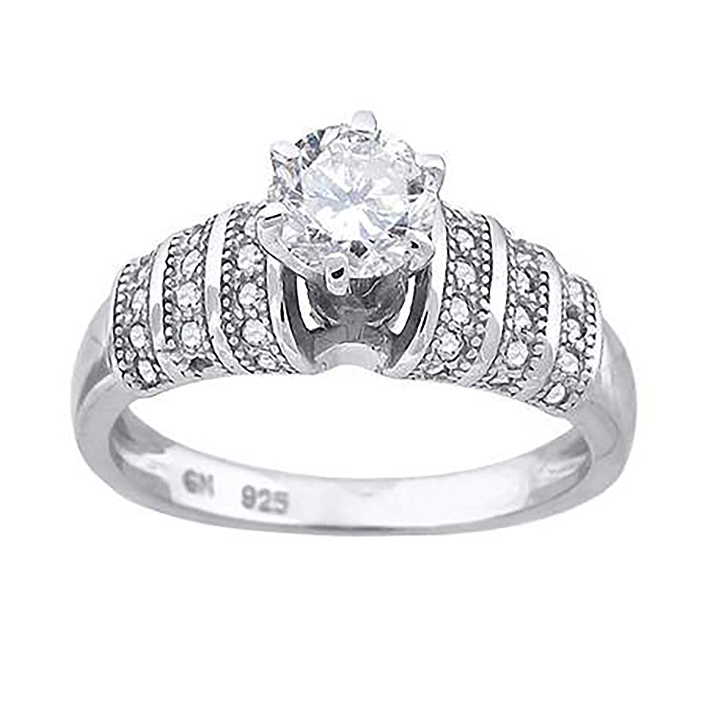 Sterling Silver Women's Cubic Zirconia Bridal Anniversary Engagement Wedding Ring