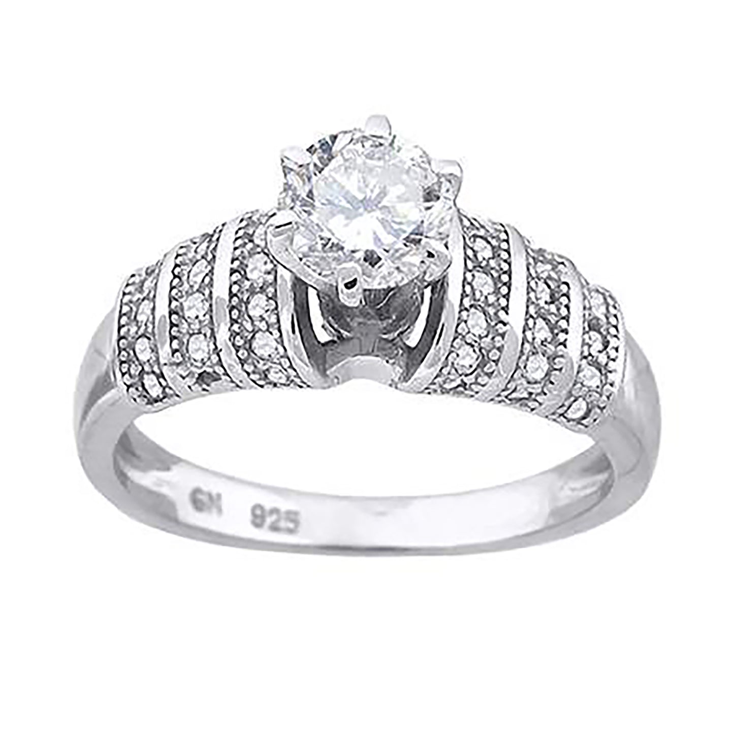 Sterling Silver Women's Cubic Zirconia Bridal Anniversary Engagement Wedding Ring