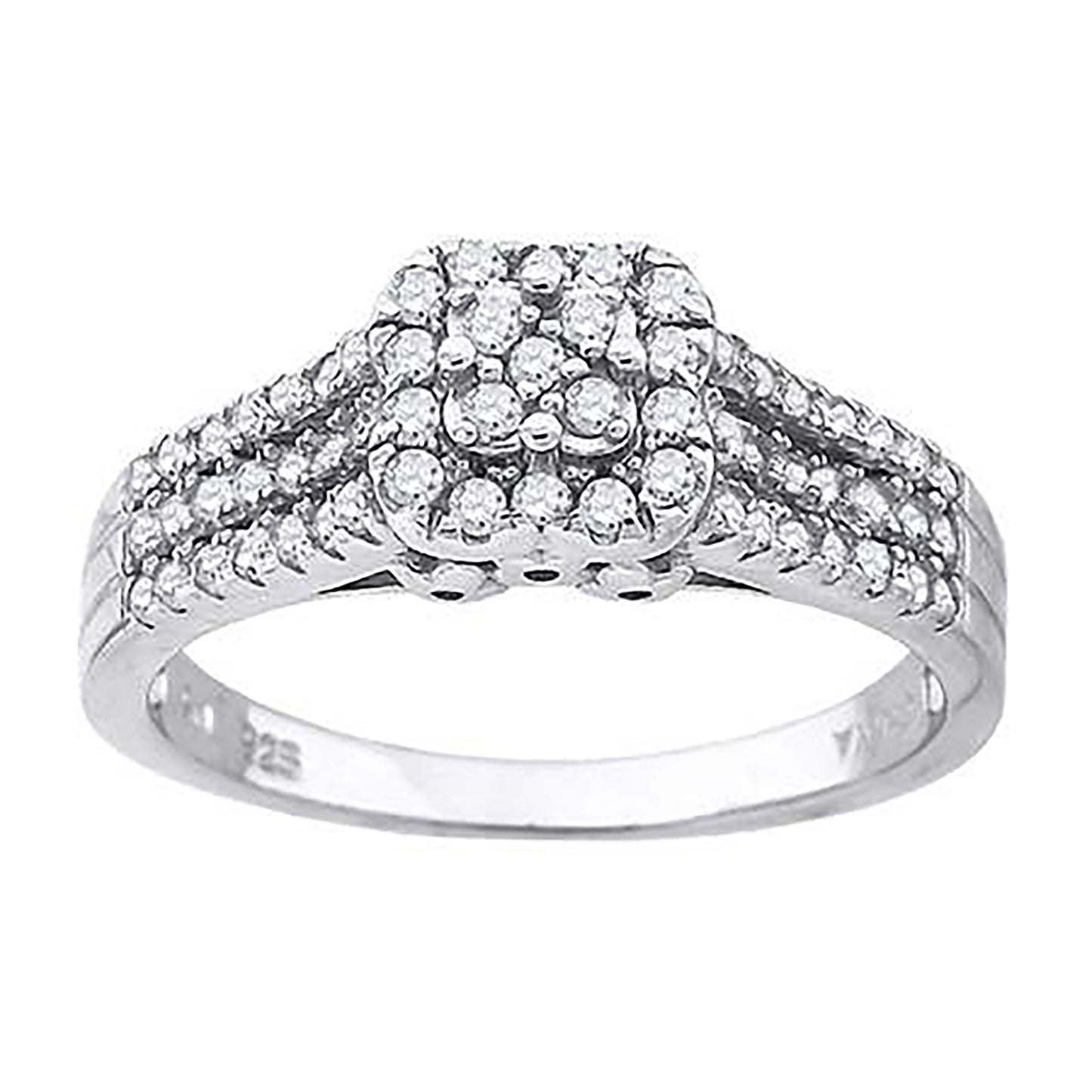 Sterling Silver Womens Cubic Zirconia Square Bridal Anniversary Engagement Wedding Ring