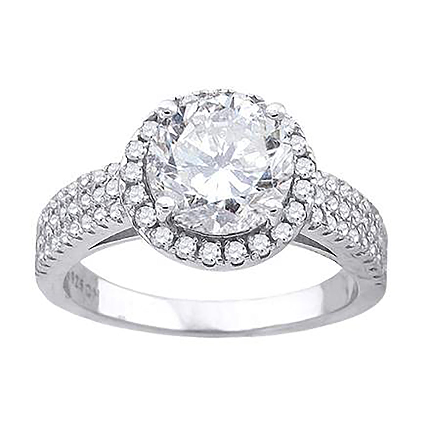 Sterling Silver Women's Cubic Zirconia Halo Bridal Anniversary Engagement Wedding Ring