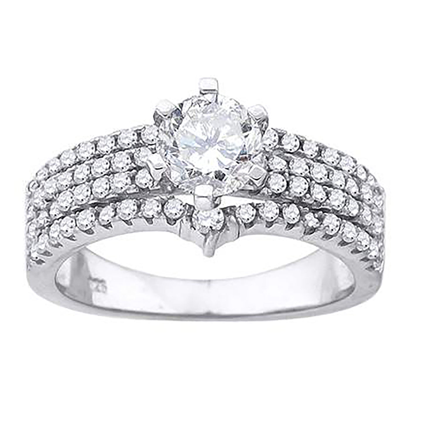 Sterling Silver Womens Cubic Zirconia 4 Row Bridal Anniversary Engagement Wedding Ring