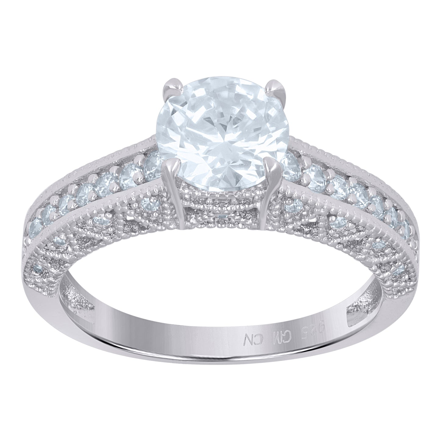 Sterling Silver Women's Cubic Zirconia Fashion Bridal Anniversary Engagement Wedding Ring