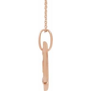 14K Rose Gold Initial M Round 2.2 Mm H+ I1 .05 Ct Natural Diamond Initial Necklace, Length: 18 In