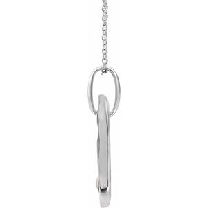 14K White Gold Initial L Round 2.2 Mm H+ I1 .05 Ct Natural Diamond Initial Necklace, Length: 18 In