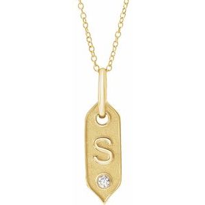 14K Yellow Gold Initial S Round 2.2 Mm H+ I1 .05 Ct Natural Diamond Initial Necklace, Length: 18 In