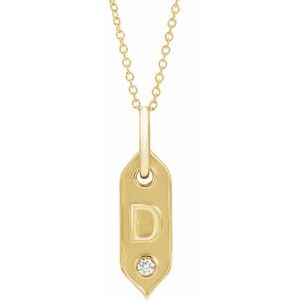 14K Yellow Gold Initial D Round 2.2 Mm H+ I1 .05 Ct Natural Diamond Initial Necklace, Length: 18 In