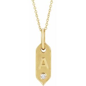 14K Yellow Gold Initial A Round 2.2 Mm H+ I1 .05 Ct Natural Diamond Initial Necklace, Length: 18 In