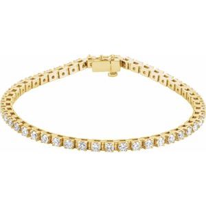 14K Yellow Gold Round 2.7Mm G-H I1 3 3/8 Ctw Natural Diamond Bracelet, Length: 7 In