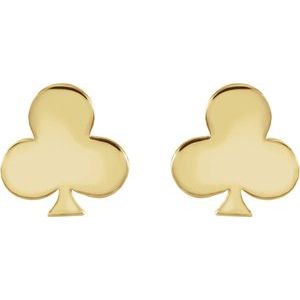 14K Yellow Gold 8.8 X 8.5 Mm Pair Friction Backs Included Polished Club Earrings With Back