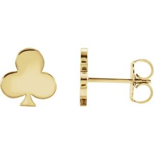 14K Yellow Gold 8.8 X 8.5 Mm Pair Friction Backs Included Polished Club Earrings With Back