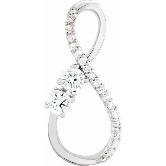 14K White Gold Round  2.5Mm  I1, H+ Polished 1/5 Ctw Natural Diamond Infinity-Inspired Pendant