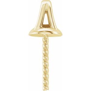 14K Yellow Gold Pearl 15 X 5.5 Mm 10 Mm Pendant Mounting For Pearl