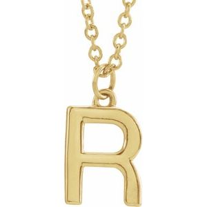 14K Yellow Gold 16 In Polished Initial Necklace