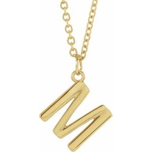 14K Yellow Gold 16 In Polished Initial Necklace