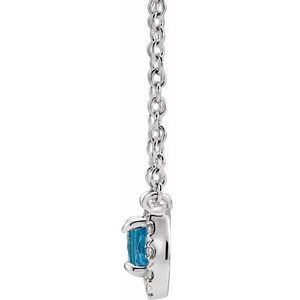 14K White Gold Square 3 X 3Mm G-H I1 Natural Aquamarine And .05 Ctw Natural Diamond Necklace, Length: 18 In