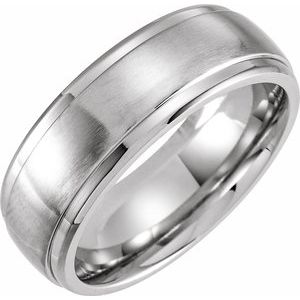 Cobalt 8 mm Flat Stepped Edge Satin Band Size 9.5