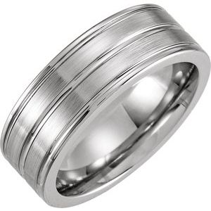 Cobalt Satin 9 8 Mm Polished Grooved Band With Satin Finish Size 9