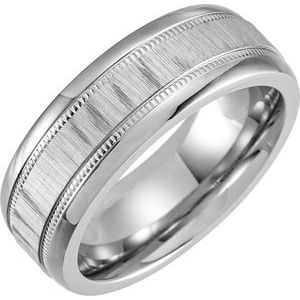 Cobalt Matte 9.5 8 Mm Polished Comfort-Fit Band With Matte Finish Size 9.5