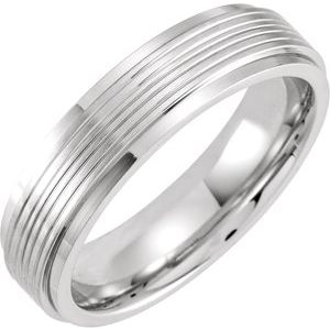 Cobalt 6 mm Flat Stepped Edge Grooved Band Size 10