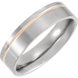 18K Rose Gold PVD Titanium 6 mm Flat Grooved Band
