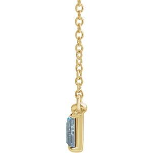 14K Yellow Gold G-H I1 Natural Blue Multi-Gemstone And 1/8 Ctw Natural Diamond Necklace, Length: 18 In