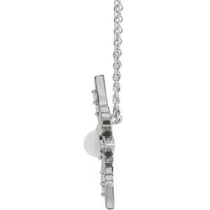 14K White Gold Oval 6 X 4Mm G-H I1 Natural Rainbow Moonstone And .08 Ctw Natural Diamond Necklace, Length: 18 In