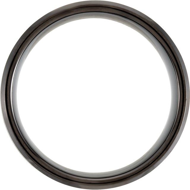 Black & Blue PVD Tungsten 8 mm Beveled-Edge Grooved Comfort-Fit Band Size 13.5