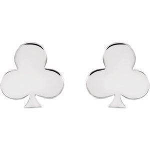 14K White Gold 8.8 X 8.5 Mm Pair Friction Backs Included Polished Club Earrings With Back