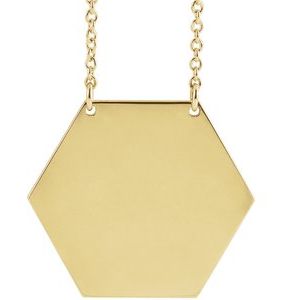 14K Yellow Gold 20 X 20 Mm 18 In Polished Hexagon Necklace